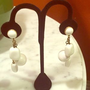 Trifari 1950's White Dangle Earrings